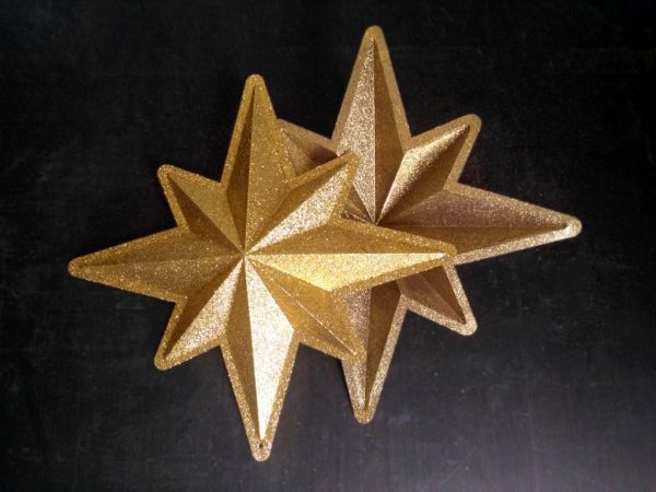 Украшение для больших ёлок "Звезда из двух половин" парча 45см